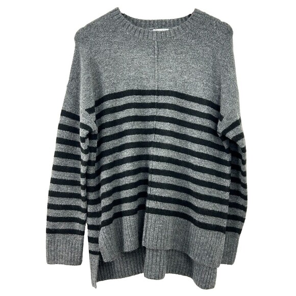Anthropologie Current Air Womens Gray Black L Sweater Stripe Ribbed Boho Retro H - Picture 2 of 9